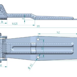 ПЕТЛЯ ДЛЯ ЗАДНІХ ДВЕРЕЙ   310*87*4  мм НЕРЖ ІСПАНІЯ - Tent.Ua